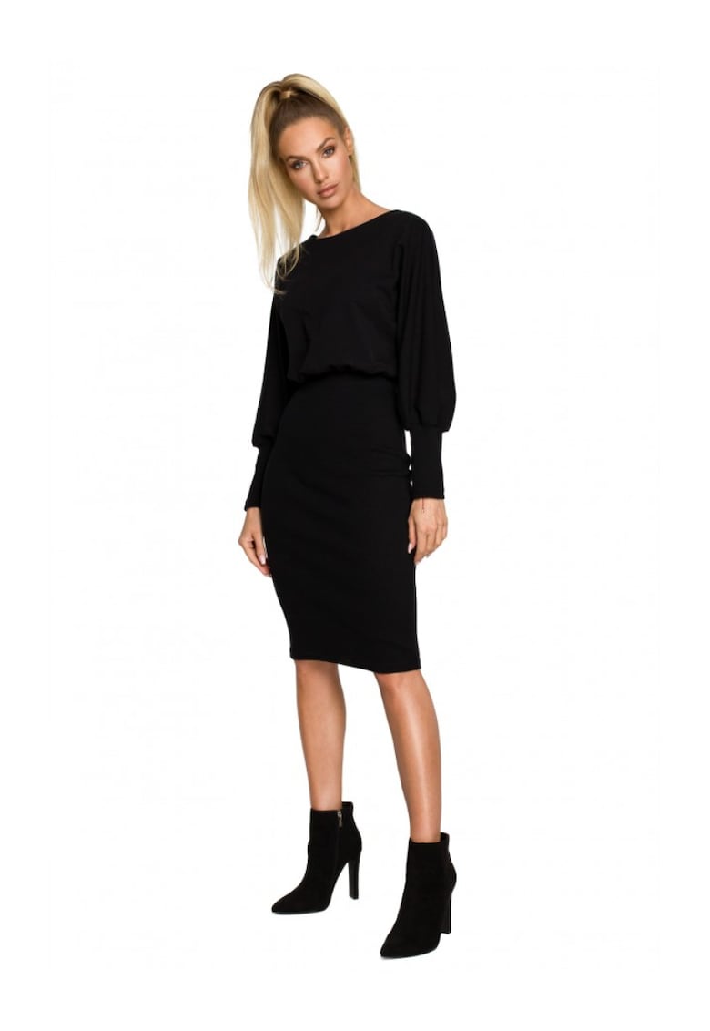 Червена памучна рокля с мека материя - Черен MOE