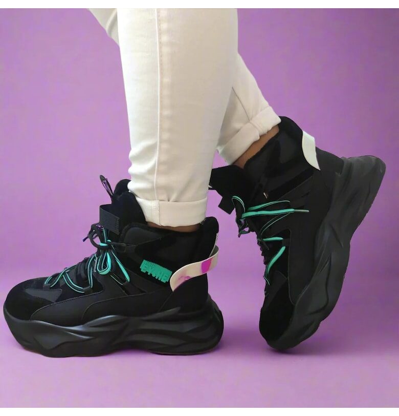 Черни дамски спортни боти  E057 - черни - Черен FRANCO GERARDO