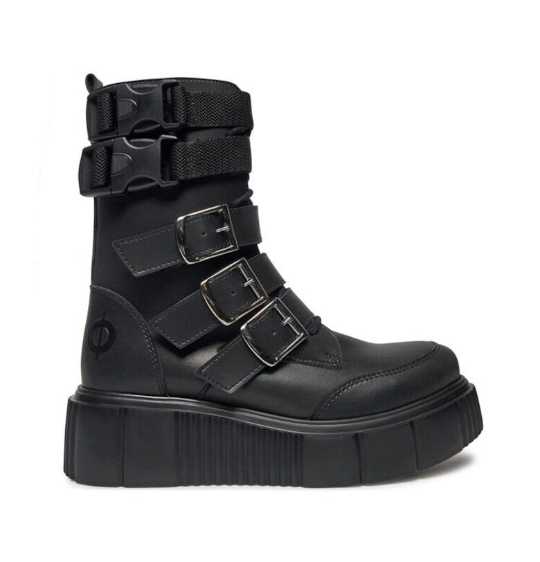 Черни деми ботуши -  Еко кожа Altercore