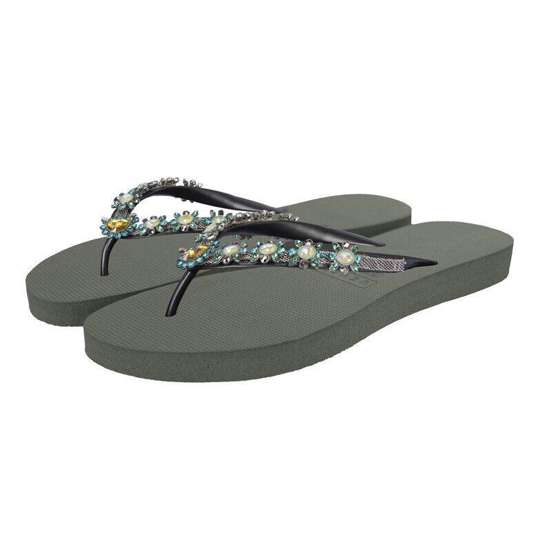 Чехли Dolce Turquoise с декоративни камъни - Зелен UZURII