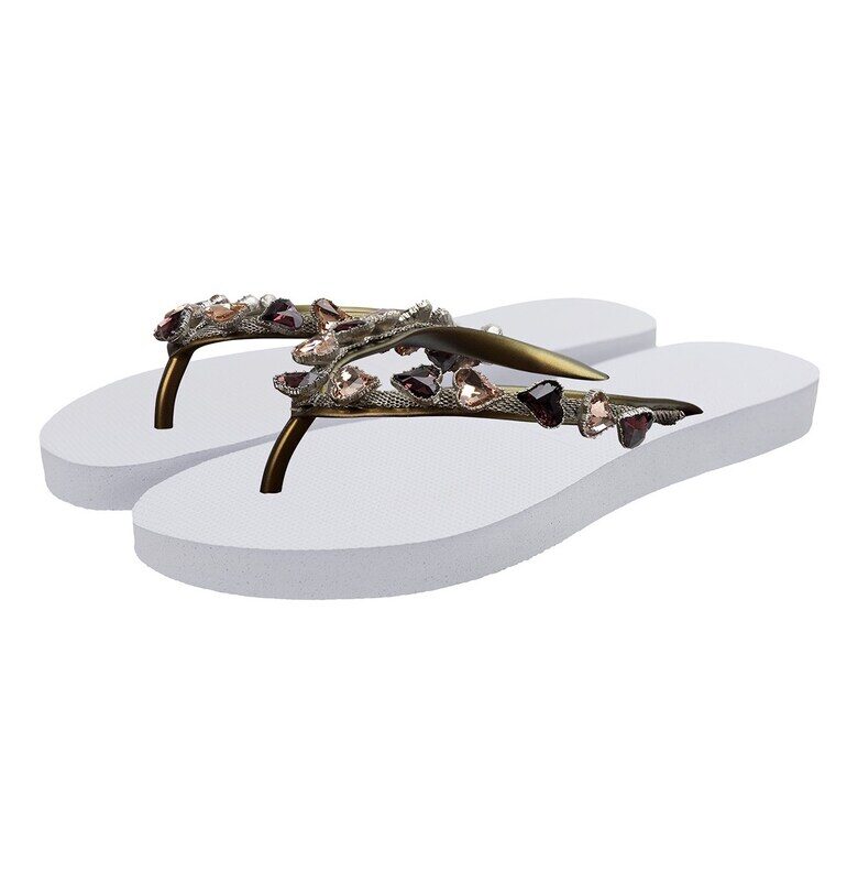 Чехли Heart с декоративни камъни - Бял UZURII