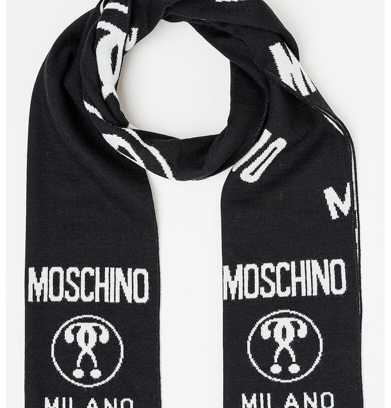 Шал с вълна и контрастно лого Moschino