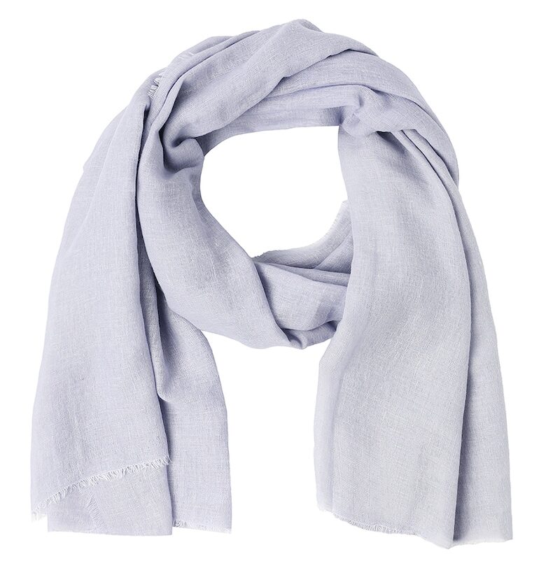 Шал с лен и незавършен подгъв - Пастелносин Tatuum