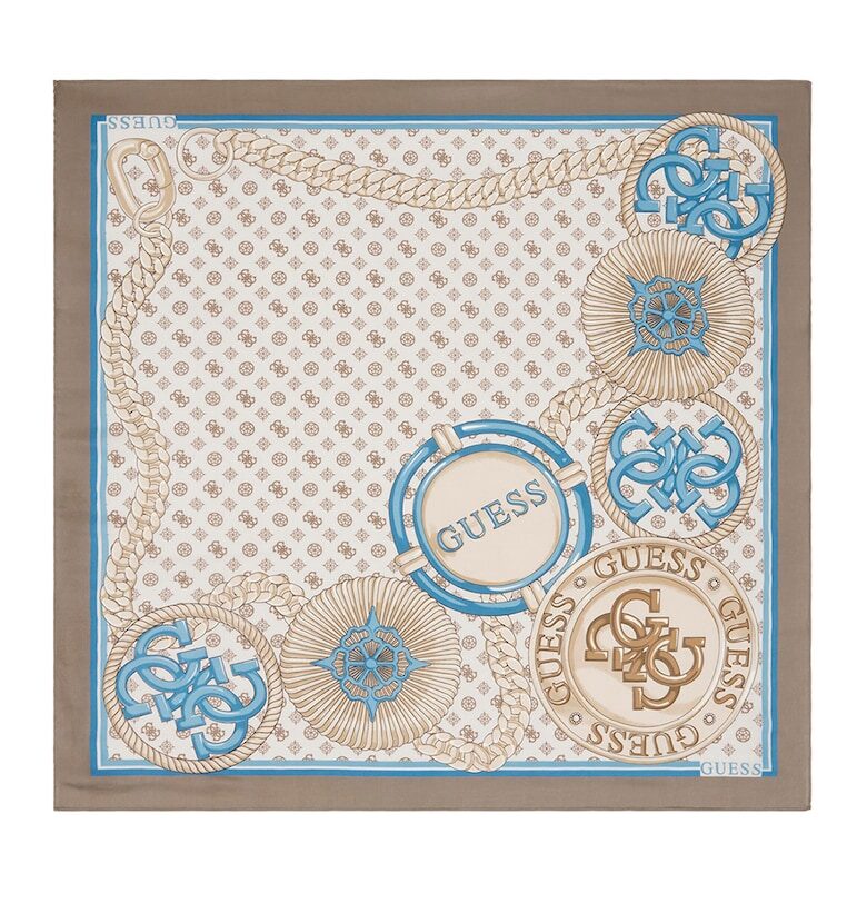 Шал с лого - Светло кафяво/Светлосин GUESS