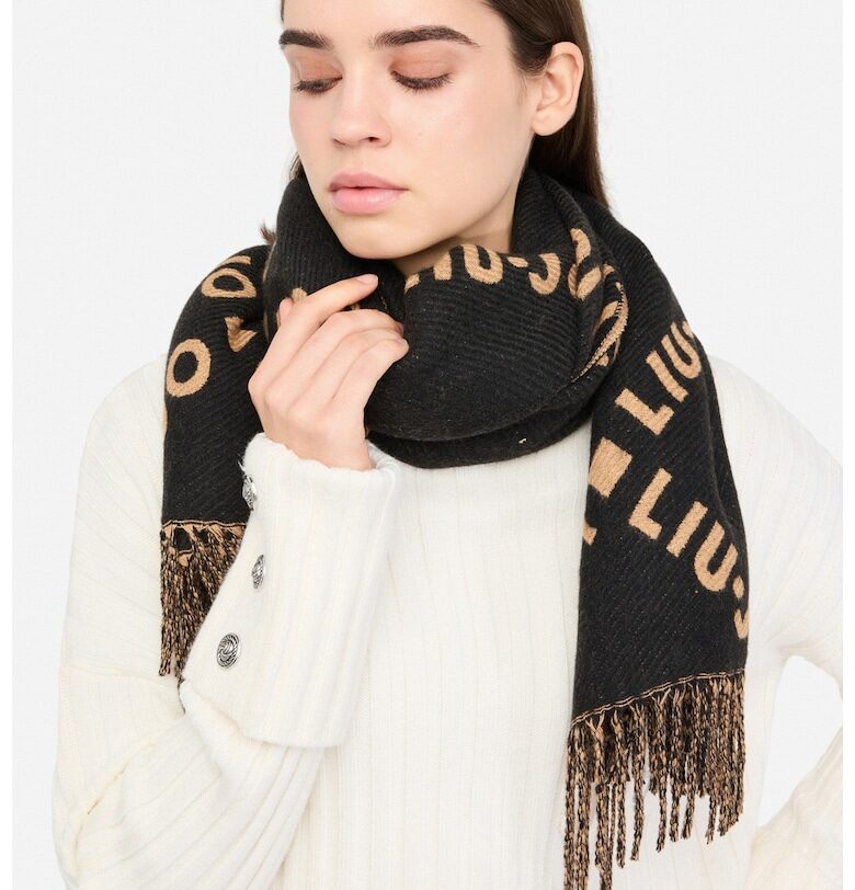 Шал с лого - Черен Liu Jo