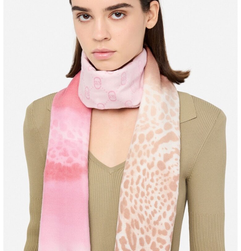 Шал с лого и принт - Черен/Бежов Liu Jo