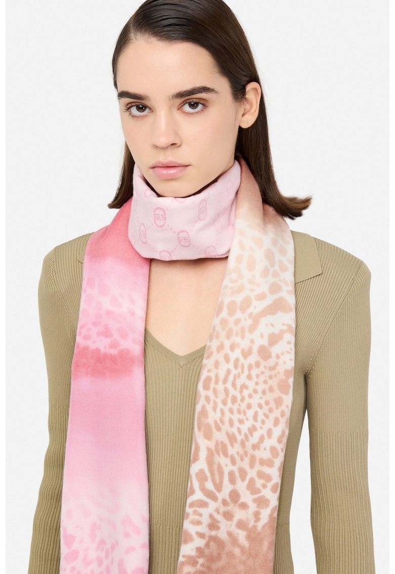 Шал с лого и принт - Черен/Бежов Liu Jo