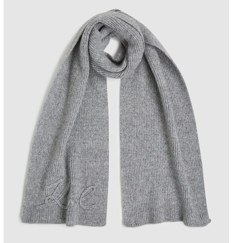 Шал с плетено лого - Сив меланж Karl Lagerfeld