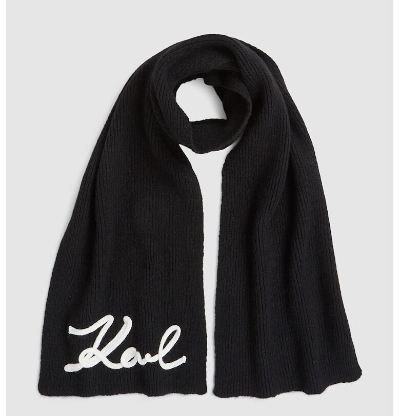 Шал с плетено лого - Черен Karl Lagerfeld