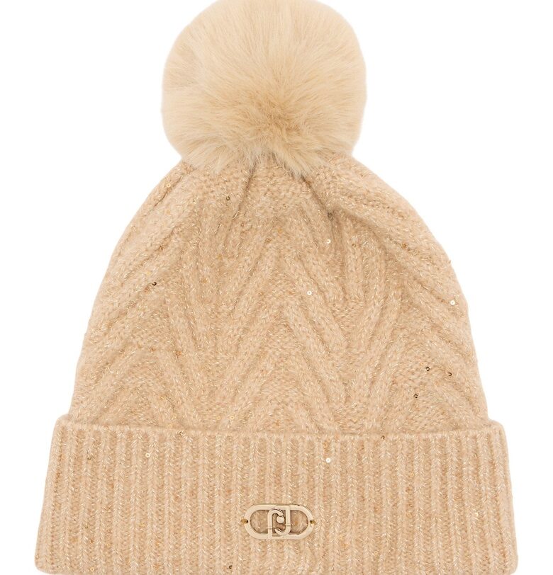 Шапка с вълна с помпон - Бежов Liu Jo