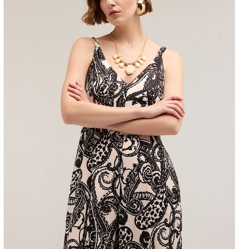 Широк десениран панталон - Бял/Черен Motivi