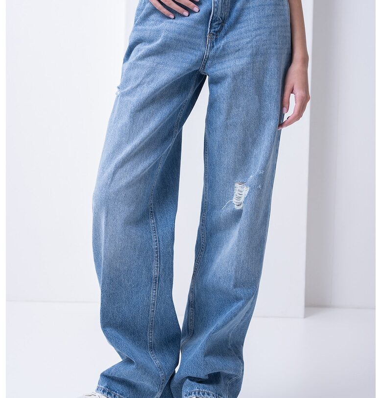 Широк панталон с висока талия - Светлосин меланж HUGO