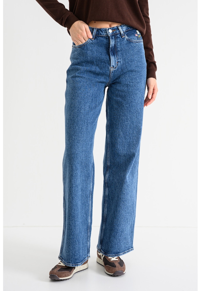 Широки дънки Claire с флорални бродерии - Тъмносин Tommy Jeans
