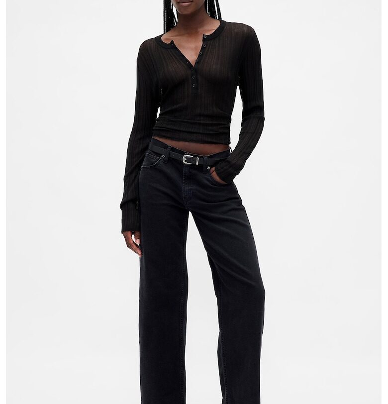 Широки дънки с 5 джоба - Черен GAP