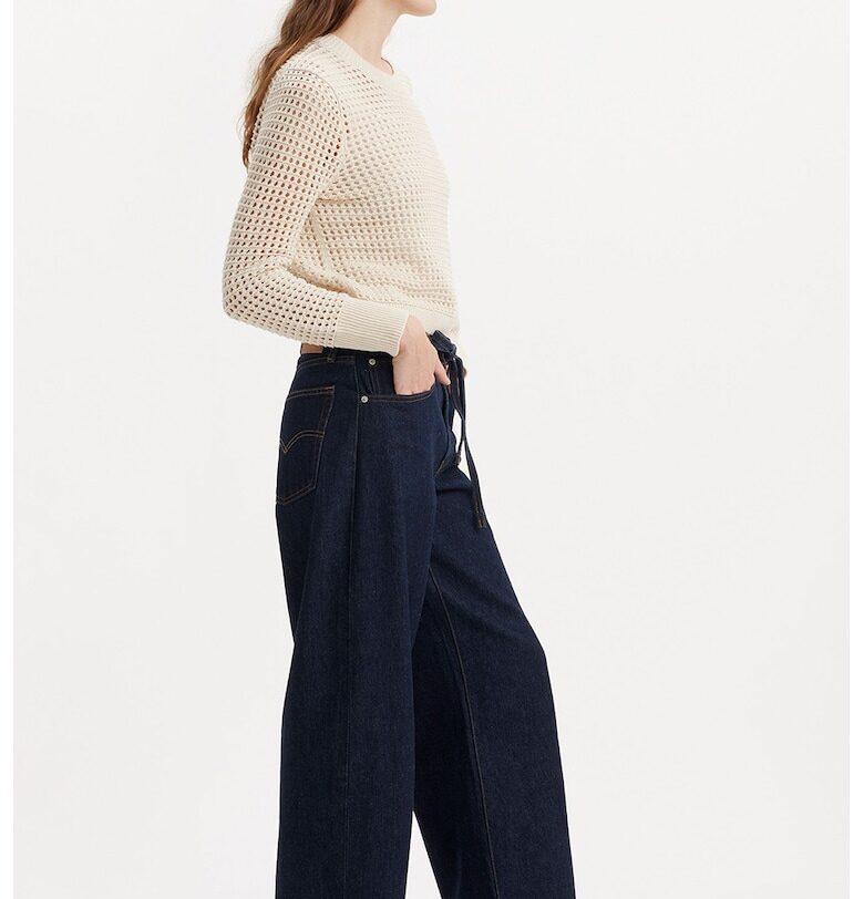 Широки дънки с висока талия - Тъмносин Levis