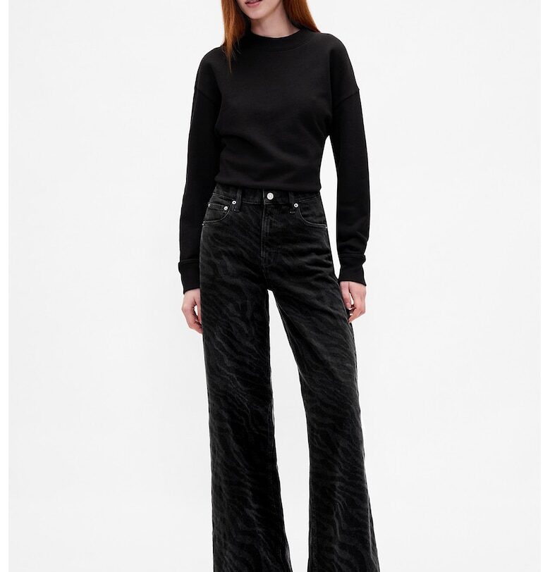 Широки дънки с висока талия - Черен GAP