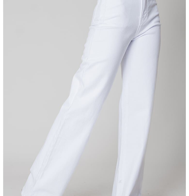 Широки еластични дънки от деним - бели - 15300 - Бял uFIT