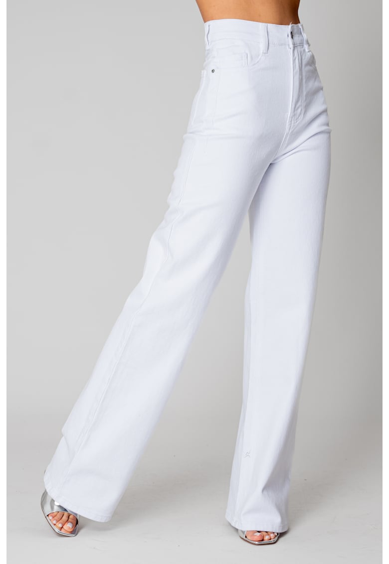 Широки еластични дънки от деним - бели - 15300 - Бял uFIT