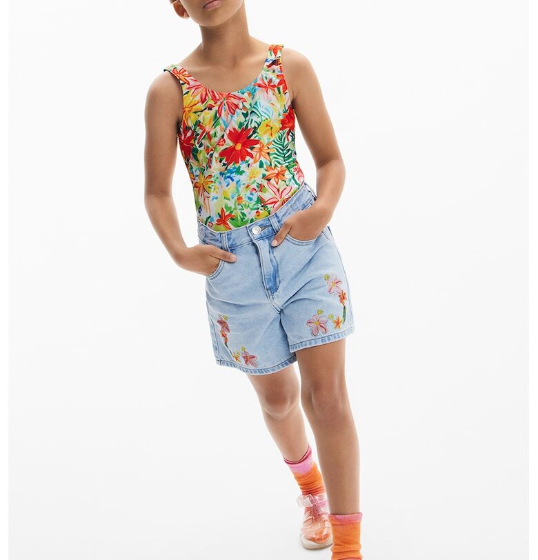 Шорти с висока талия - Бледо синьо DESIGUAL