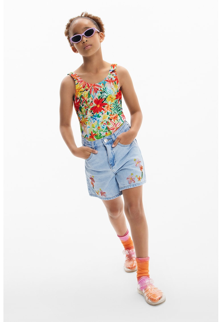 Шорти с висока талия - Бледо синьо DESIGUAL