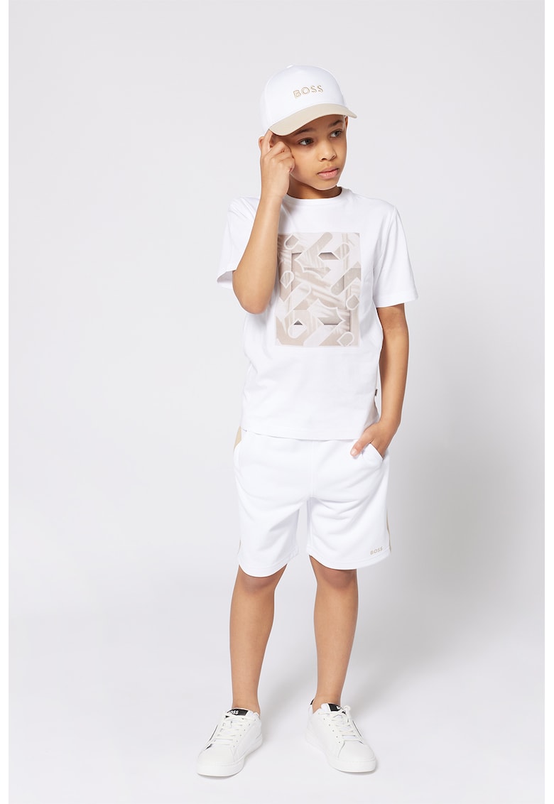 Шорти с връзка на талията - Бял/Светло бежово BOSS Kidswear