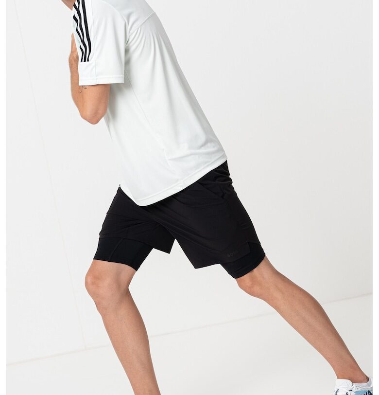 Шорти с дизайн 2 в 1 и еластична талия - Черен BOSS