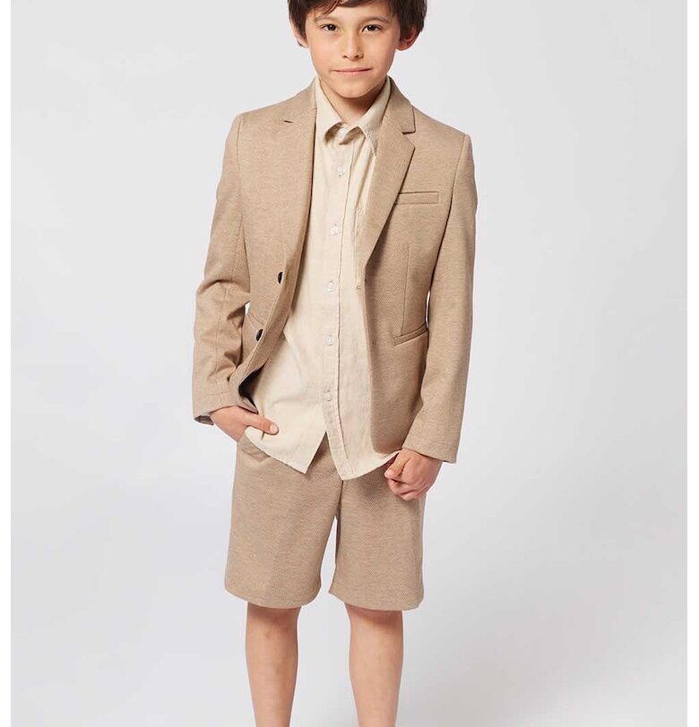 Шорти с лен - Светло бежово BOSS Kidswear