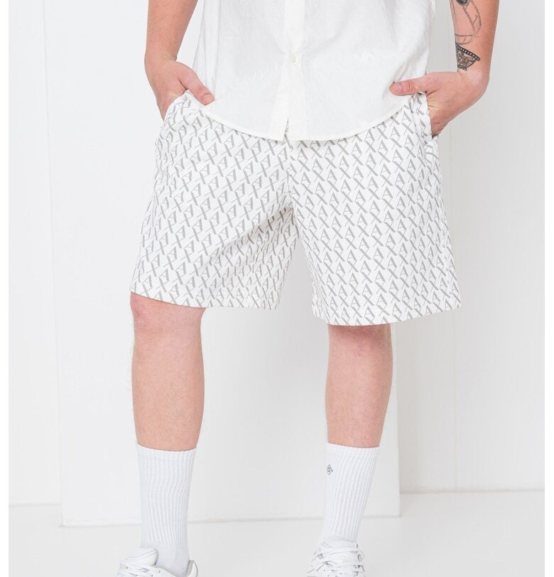 Шорти с лого - Сив/Мръснобял ARMANI EXCHANGE