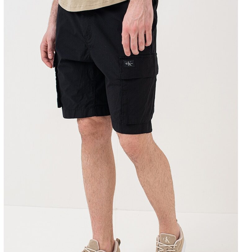 Шорти с памук с еластична талия - Черен CALVIN KLEIN JEANS