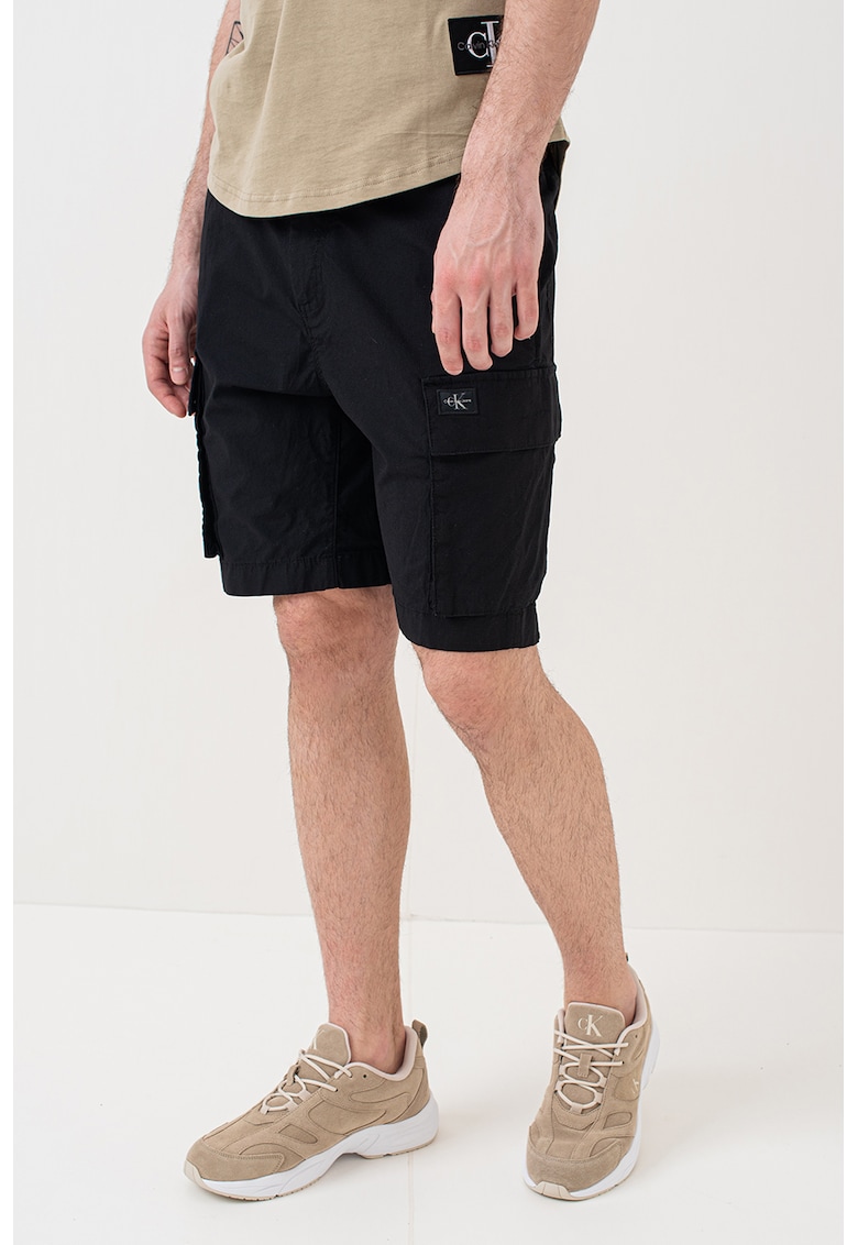 Шорти с памук с еластична талия - Черен CALVIN KLEIN JEANS