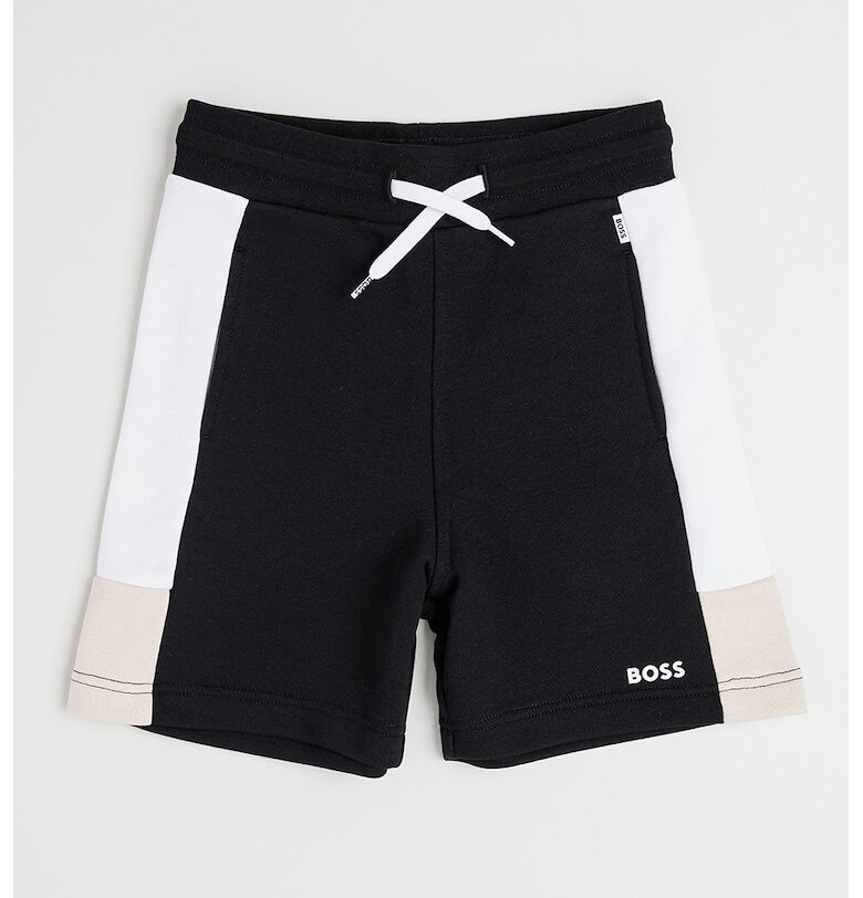 Шорти с памук с регулираща се талия - Бял/Черен BOSS Kidswear