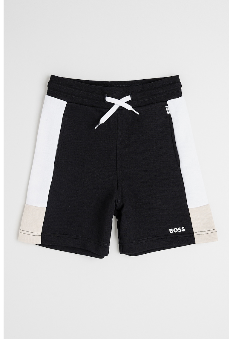 Шорти с памук с регулираща се талия - Бял/Черен BOSS Kidswear