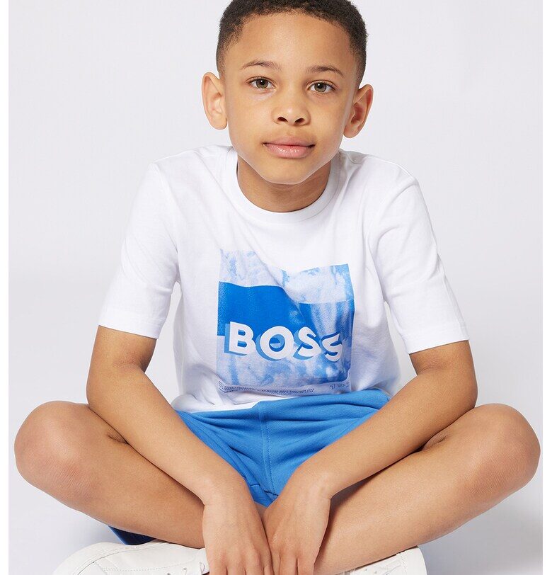 Шорти с памук със скосени джобове - Пастелносин BOSS Kidswear