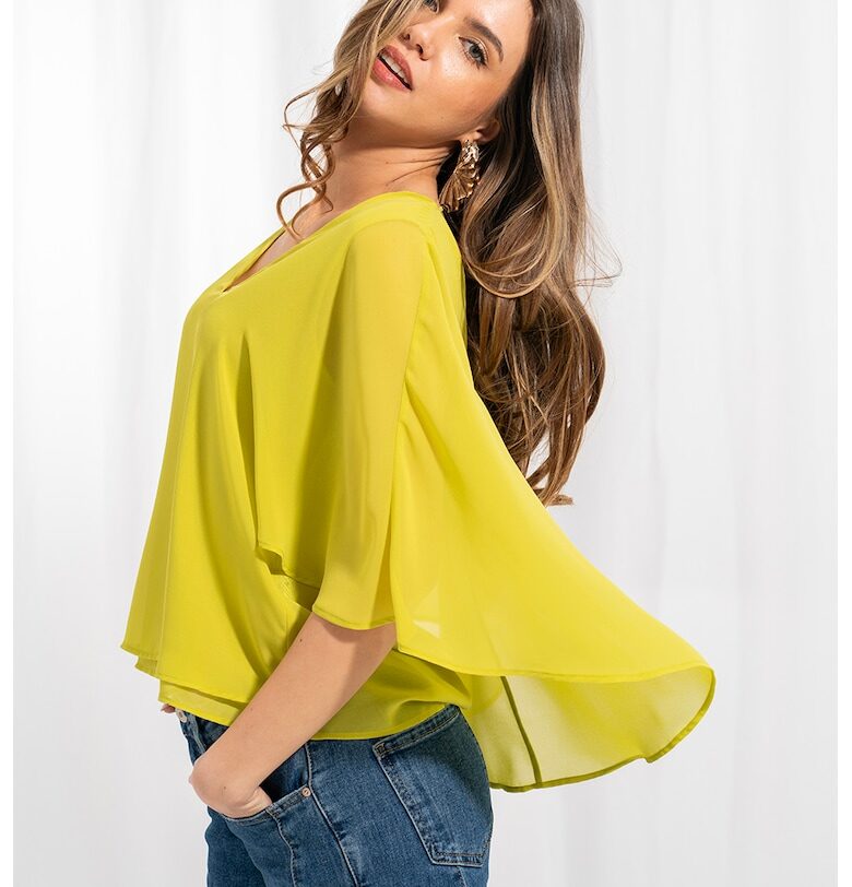 Шпиц блуз Ramia с ръкави тип прилеп - Шафраново жълто Hermosa
