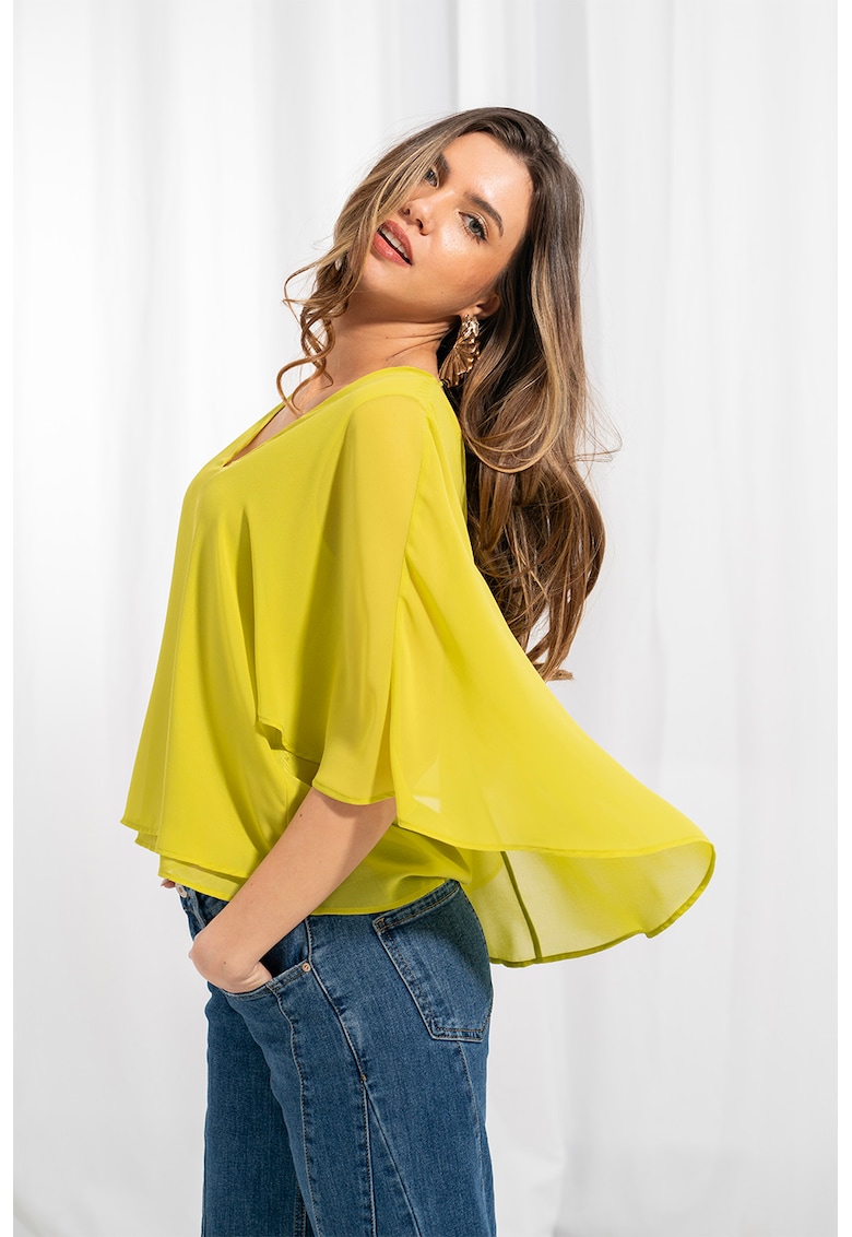 Шпиц блуз Ramia с ръкави тип прилеп - Шафраново жълто Hermosa