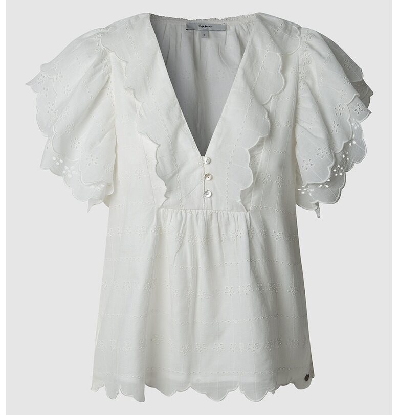 Шпиц блуза с вълнообразни краища - Бял Pepe Jeans London