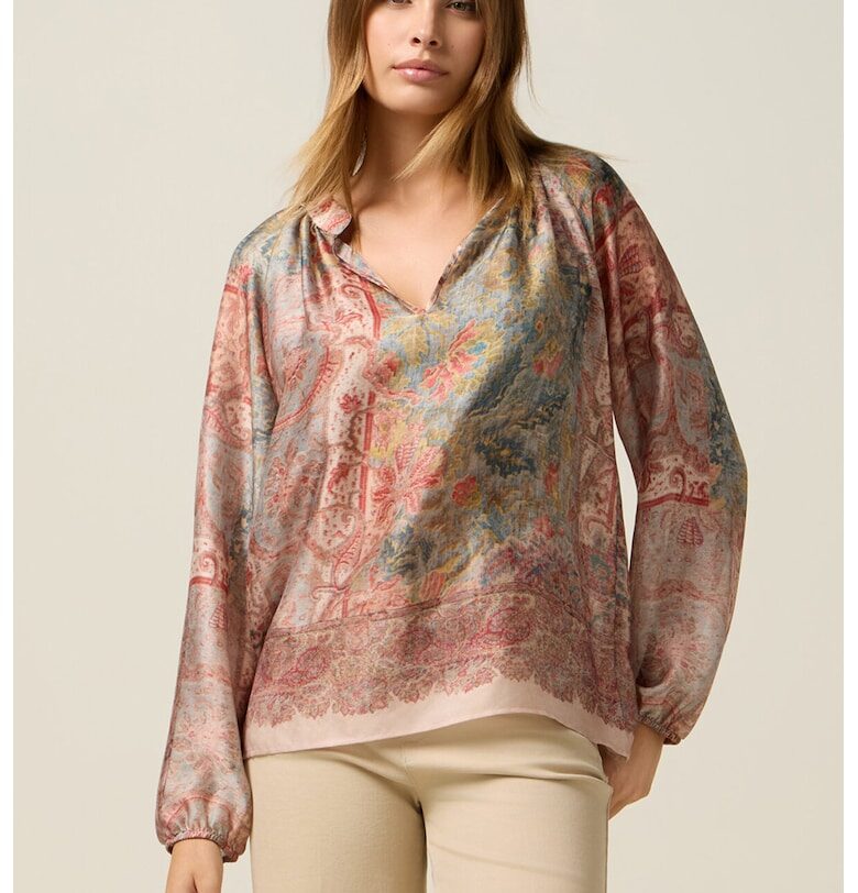 Шпиц блуза с десен - Многоцветен Oltre