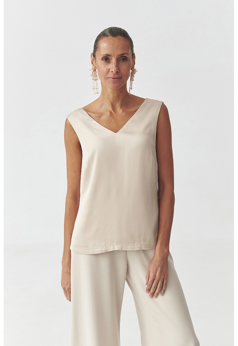 Шпиц блуза с изчистен десен - Тъмнобежово Tatuum