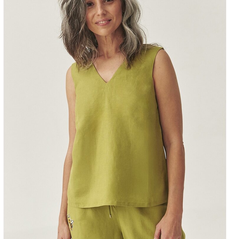 Шпиц блуза с лен - Зелен Tatuum