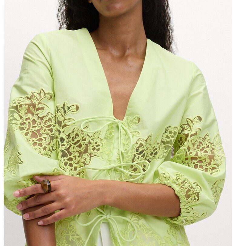 Шпиц блуза със среднодълги ръкави - Светлозелен Marks  Spencer