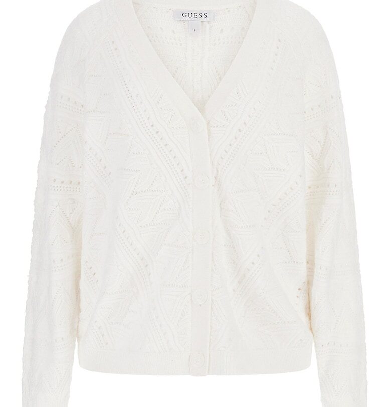Шпиц жилетка с ажур - Бял GUESS