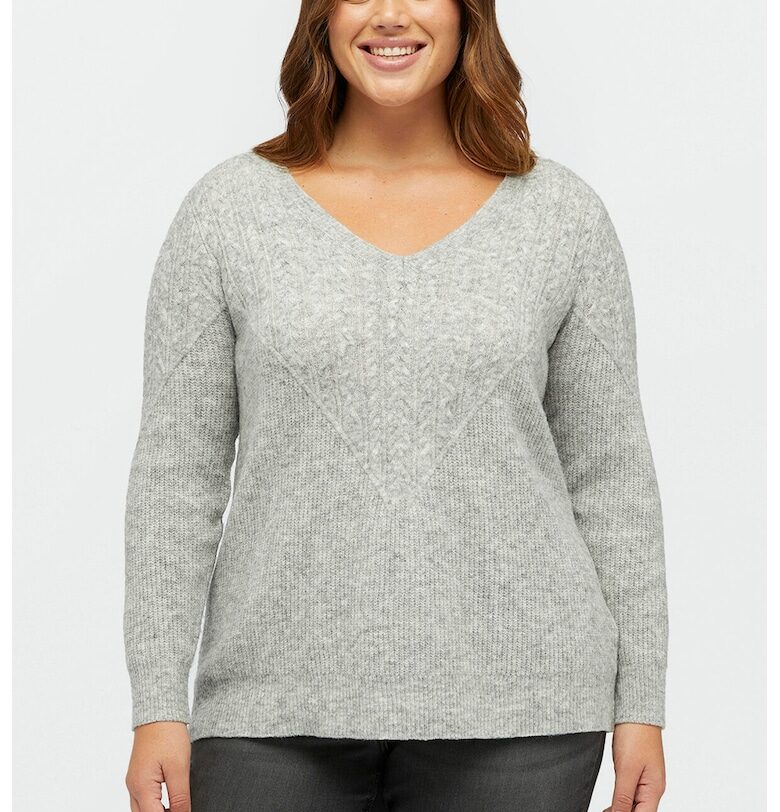 Шпиц пуловер с вълна - Сив меланж Fiorella Rubino