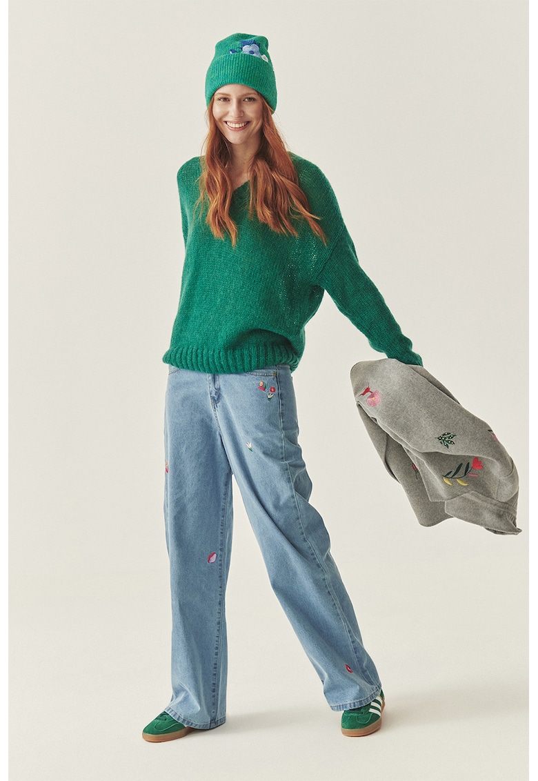 Шпиц пуловер с вълна - Тъмнозелен Tatuum