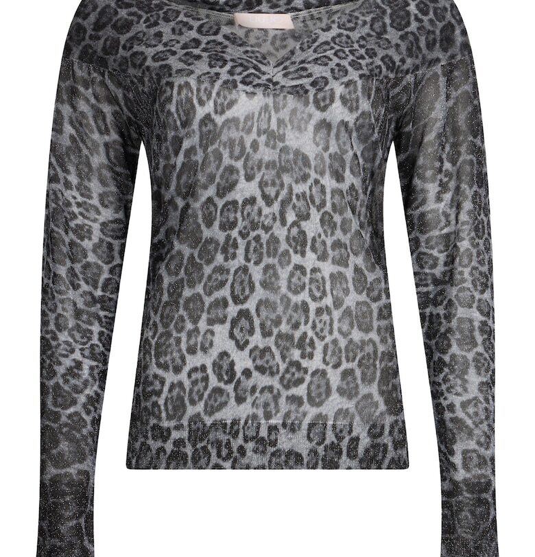 Шпиц пуловер с животински принт - Светло сив/Tъмносив Liu Jo