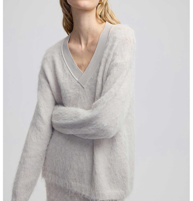 Шпиц пуловер с паднали ръкави - Мръснобял Ipekyol