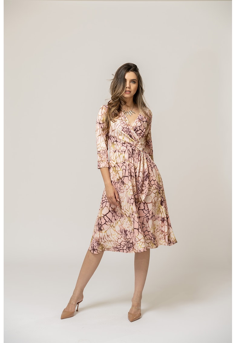 Шпиц рокля Anisia с десен - Тъмновиолетов/Бледо розово/Синапено жълто Hermosa