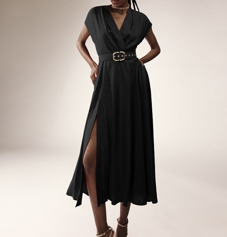 Шпиц рокля Ischia с лен Alina Cernatescu