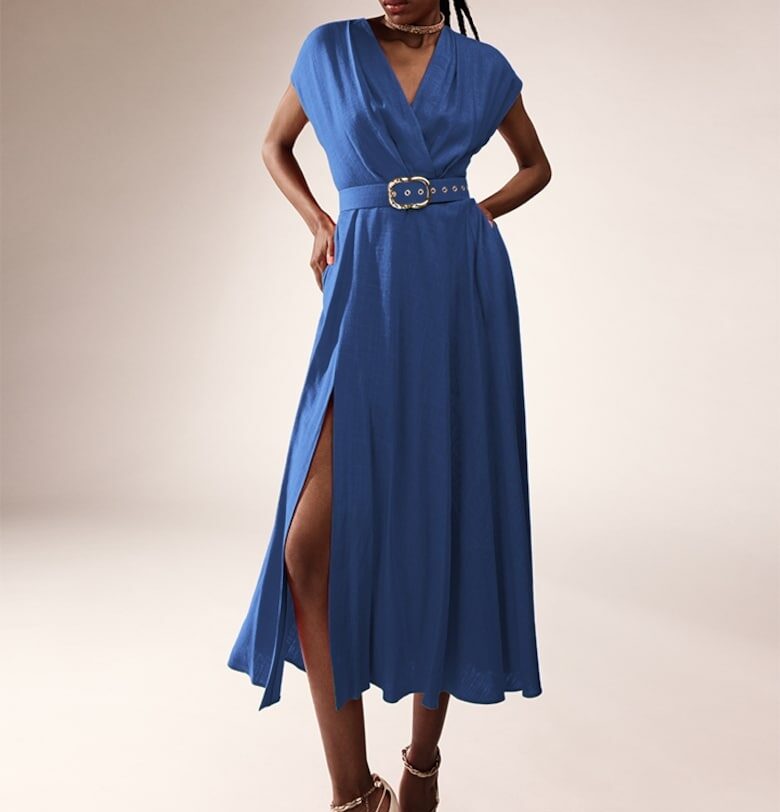 Шпиц рокля Ischia с лен Alina Cernatescu