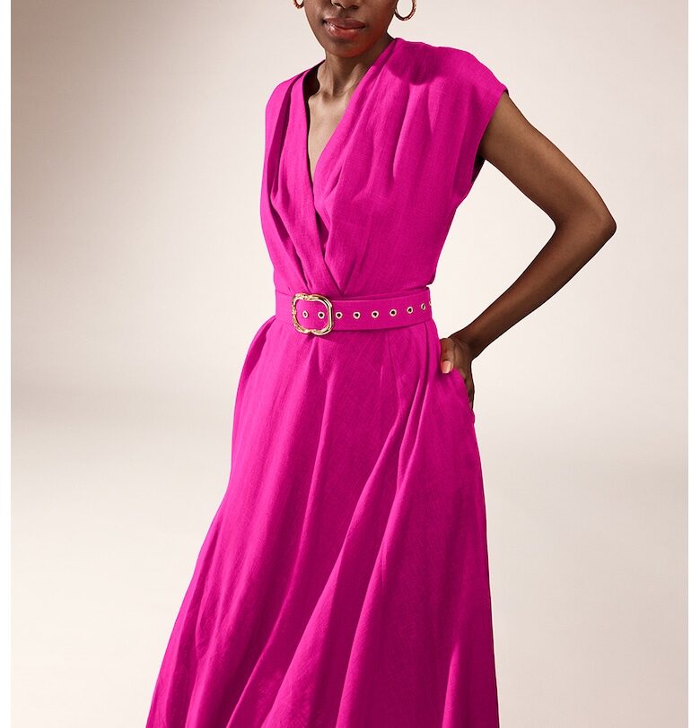 Шпиц рокля Ischia с лен Alina Cernatescu