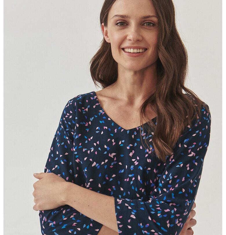 Шпиц рокля Rozomka с десен - Светлорозов/Тъмносин Tatuum